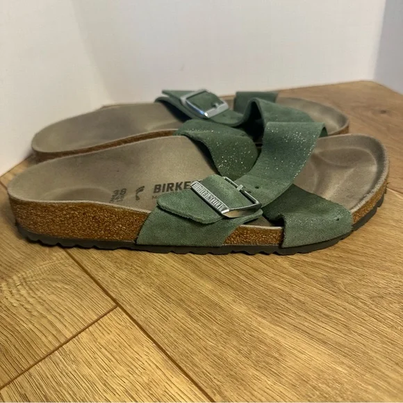 Birkenstock Siena Green Suede Sandals - Picture 2 of 7